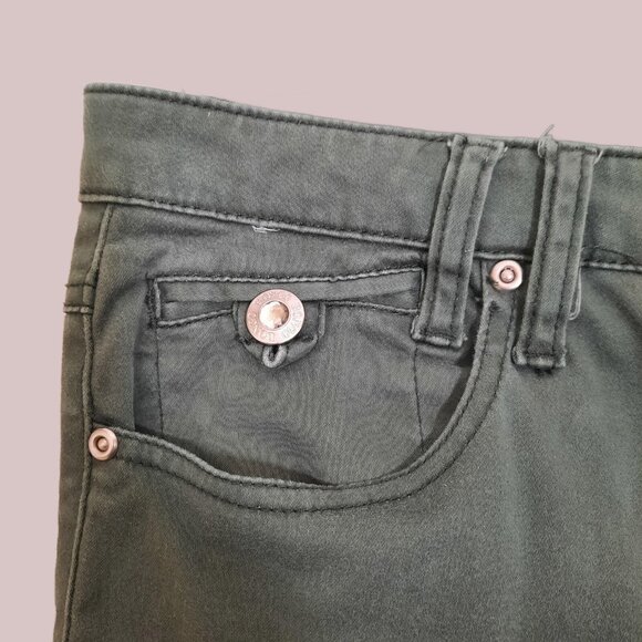 Y2K Bongo Low Rise Bootcut Flare Pants Size 11 Khaki Green Flap Pockets - Picture 8 of 9